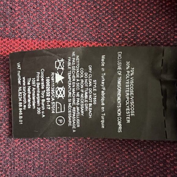 Tory Burch Anya Knit Faux Wrap‎ Medium Navy Blue Nantucket Red A-Line Midi Skirt - Picture 7 of 7